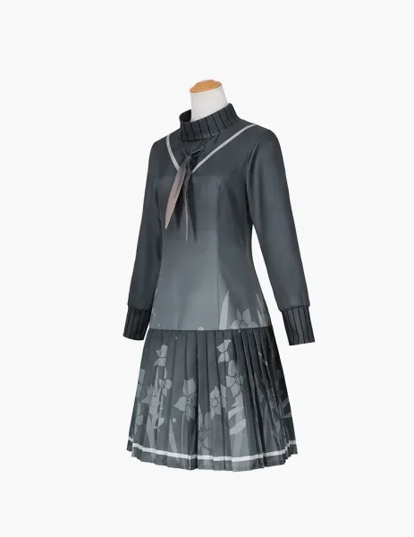 Design Xiaoshan Ruixi Set Gray Dress with Bow and Belt Dress - 12