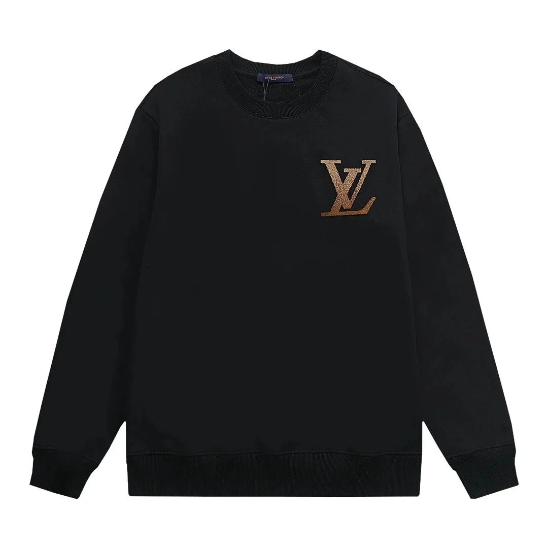 Louis Vuitton Knitwear Crew-Neck Logo Knit Sweater — Flocking Process – Black