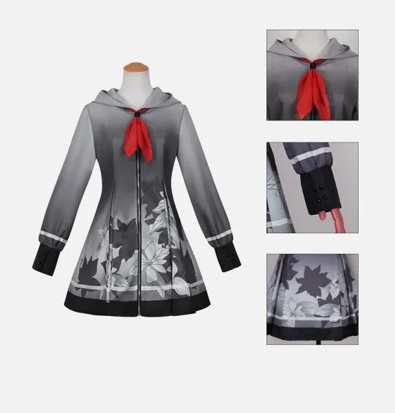 Design Xiaoshan Ruixi Set Gray Dress with Bow and Belt Dress - 28