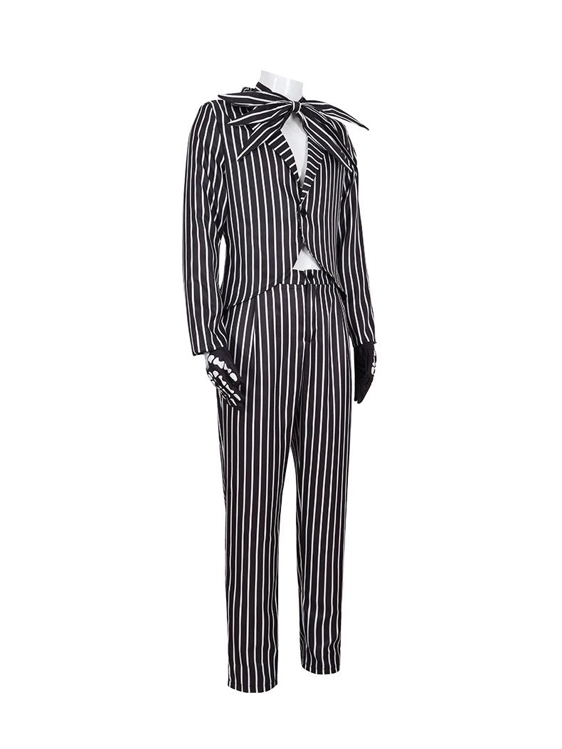 Design Jack Skeleton Set Black and White Striped Costume Set Sets - 6