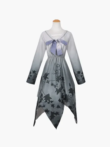 Design Xiaoshan Ruixi Set Gray Dress with Bow and Belt Dress - 17
