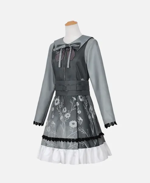 Design Xiaoshan Ruixi Set Gray Dress with Bow and Belt Dress - 25