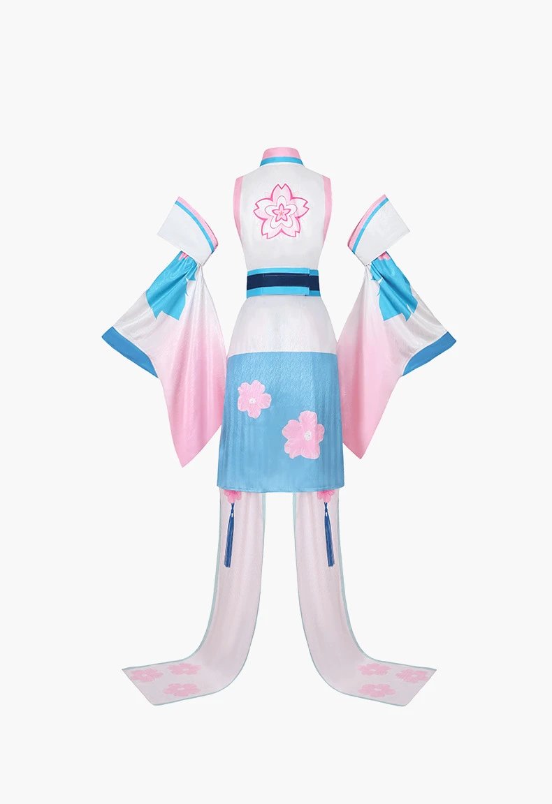 Design Cosplay Costume Set Pink and Blue Kimono-Style Outfit - 7