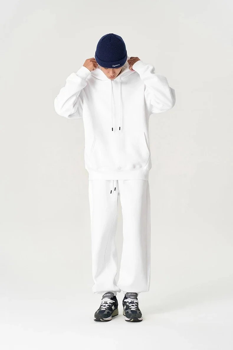 Design Basic White Drawstring Waist Sweatpants - 8
