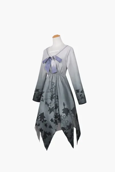 Design Xiaoshan Ruixi Set Gray Dress with Bow and Belt Dress - 18