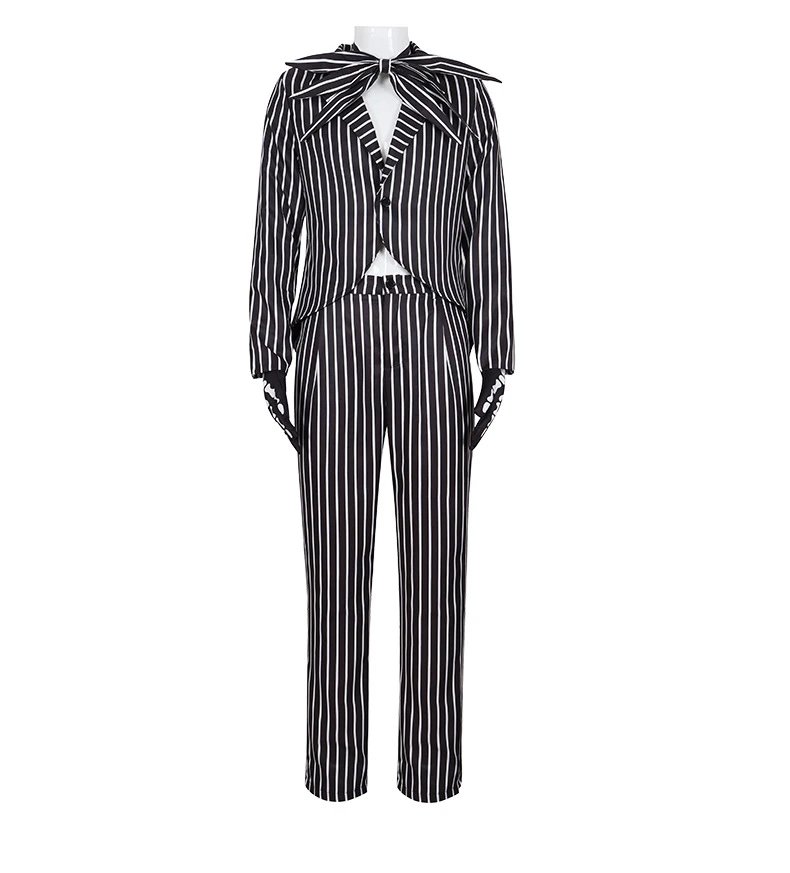 Design Jack Skeleton Set Black and White Striped Costume Set Sets - 4