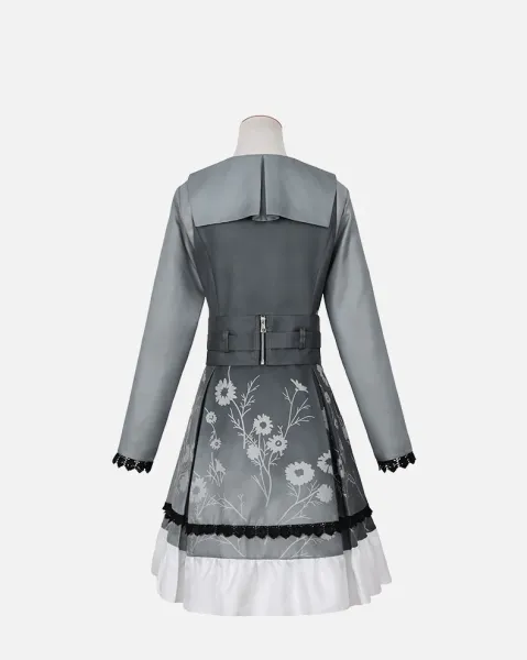 Design Xiaoshan Ruixi Set Gray Dress with Bow and Belt Dress - 26