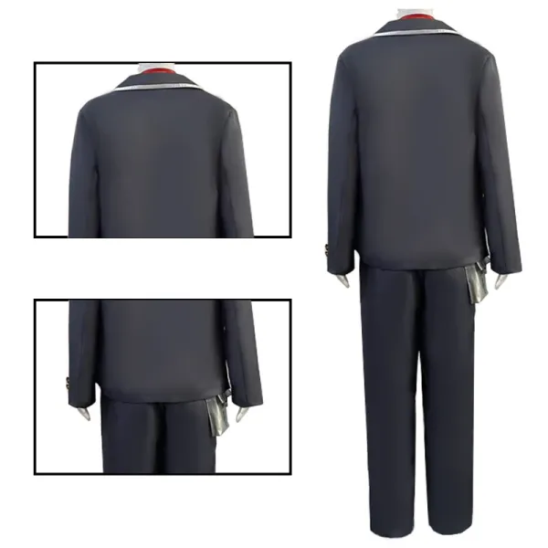 Design School Uniform Set Navy Gray Red White Blazer Pants Shirt Sweater Tie Bag - 15