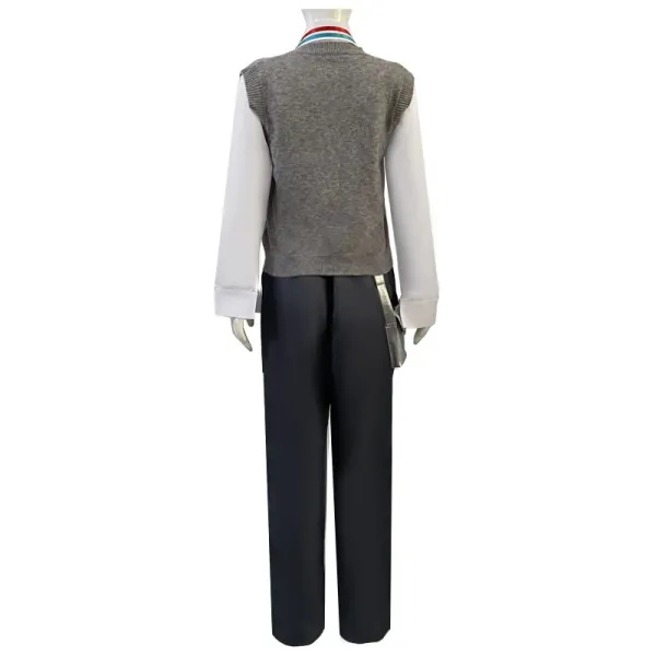 Design School Uniform Set Navy Gray Red White Blazer Pants Shirt Sweater Tie Bag - 12