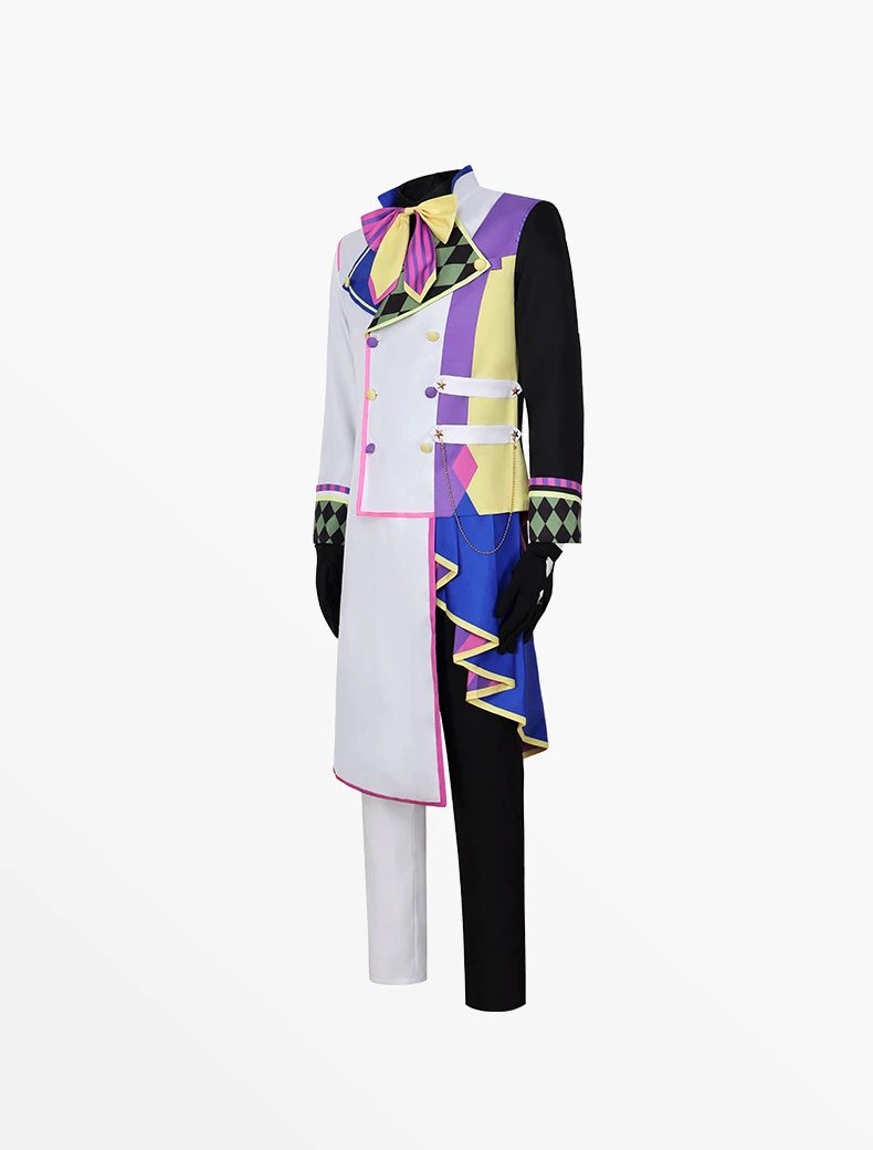 Design Cosplay Costume Ensemble White Blue Yellow Vest Coat Set - 11