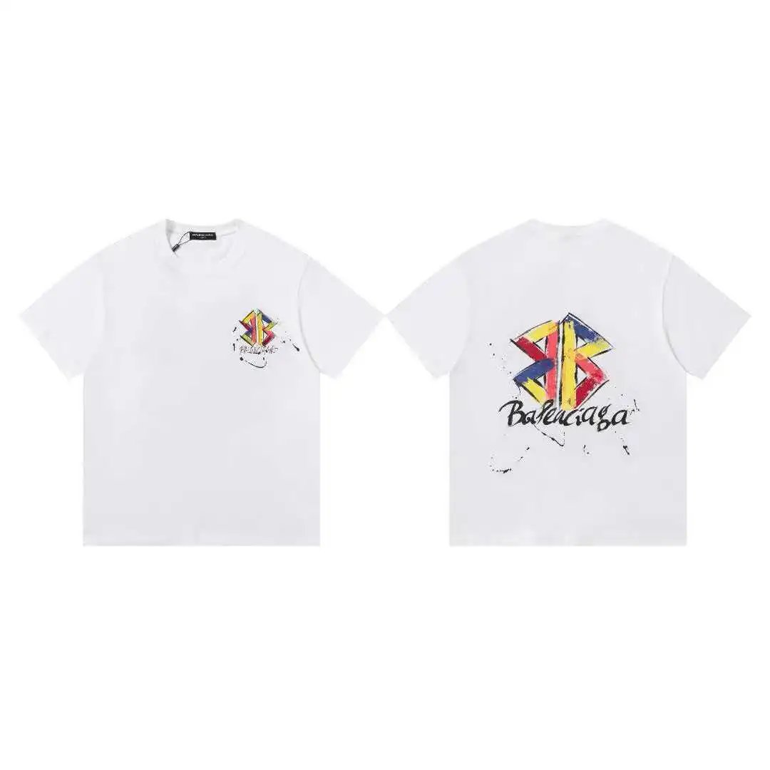 Balenciaga T-Shirts Short-Sleeve Graphic Print — 604 white