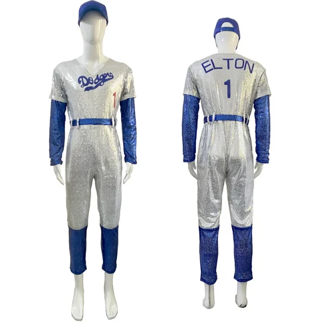Los Angeles Dodgers Jumpsuits Sequined baseball-uniform costume with cap and belt product detail image 7