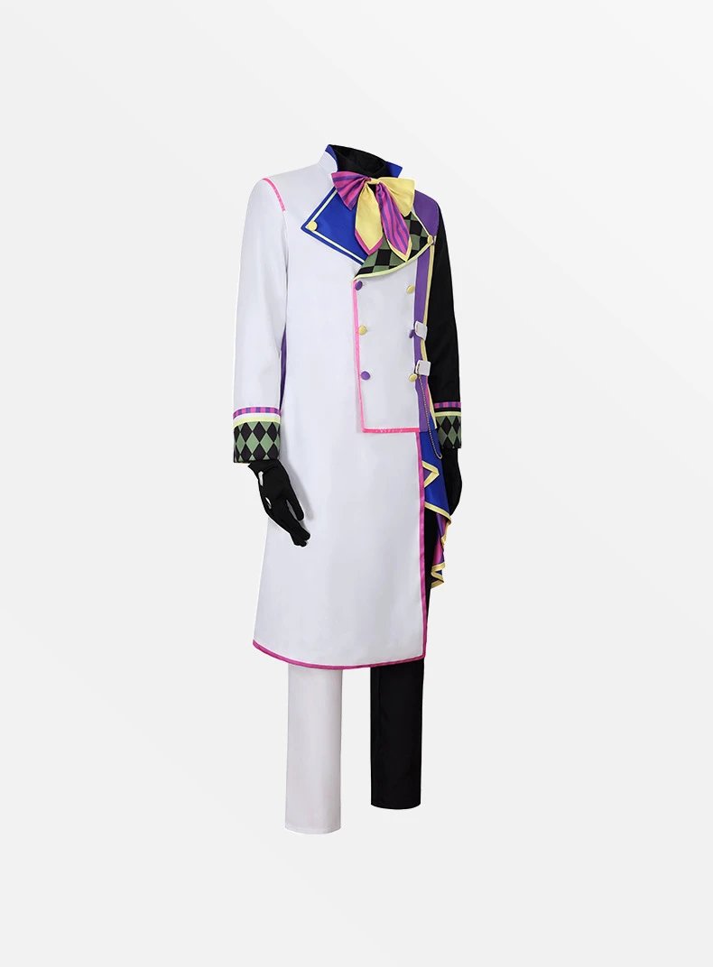 Design Cosplay Costume Ensemble White Blue Yellow Vest Coat Set - 12