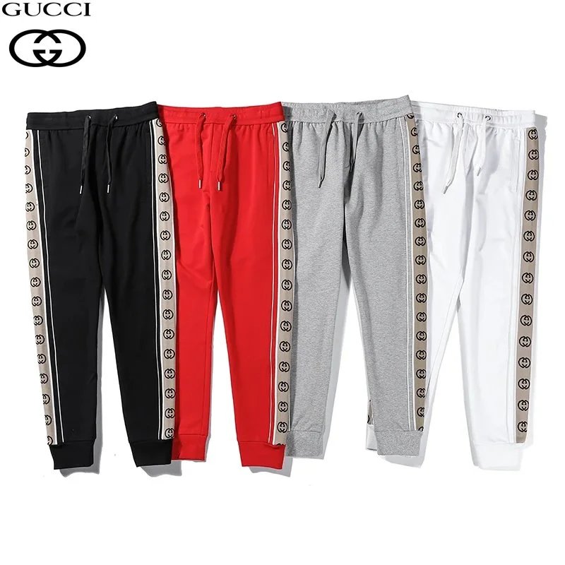 Gucci Track Pants Black with Pink and White Stripes Sweatpants - 7
