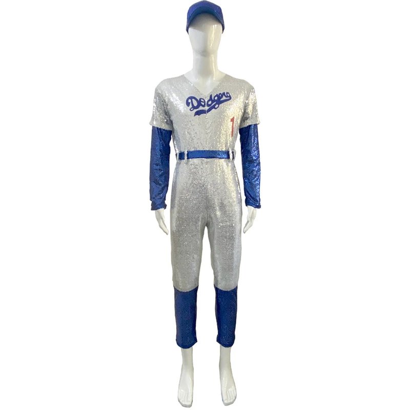 Los Angeles Dodgers Jumpsuits Sequined baseball-uniform costume with cap and belt image 2