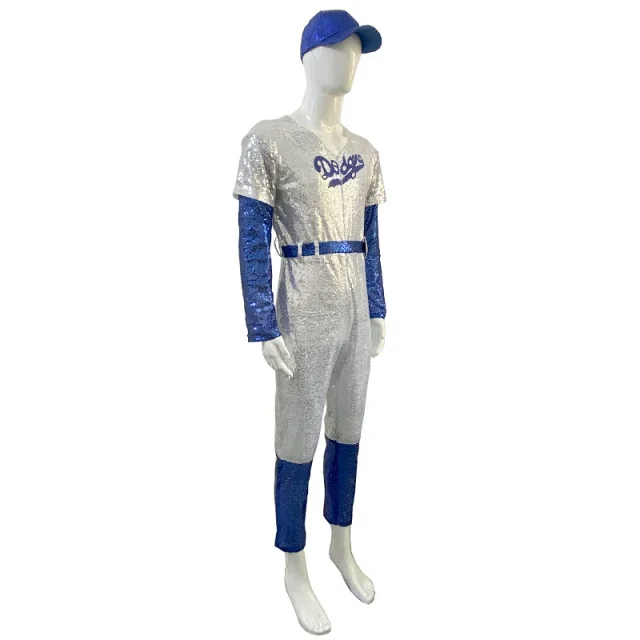 Los Angeles Dodgers Jumpsuits Sequined baseball-uniform costume with cap and belt product detail image 5