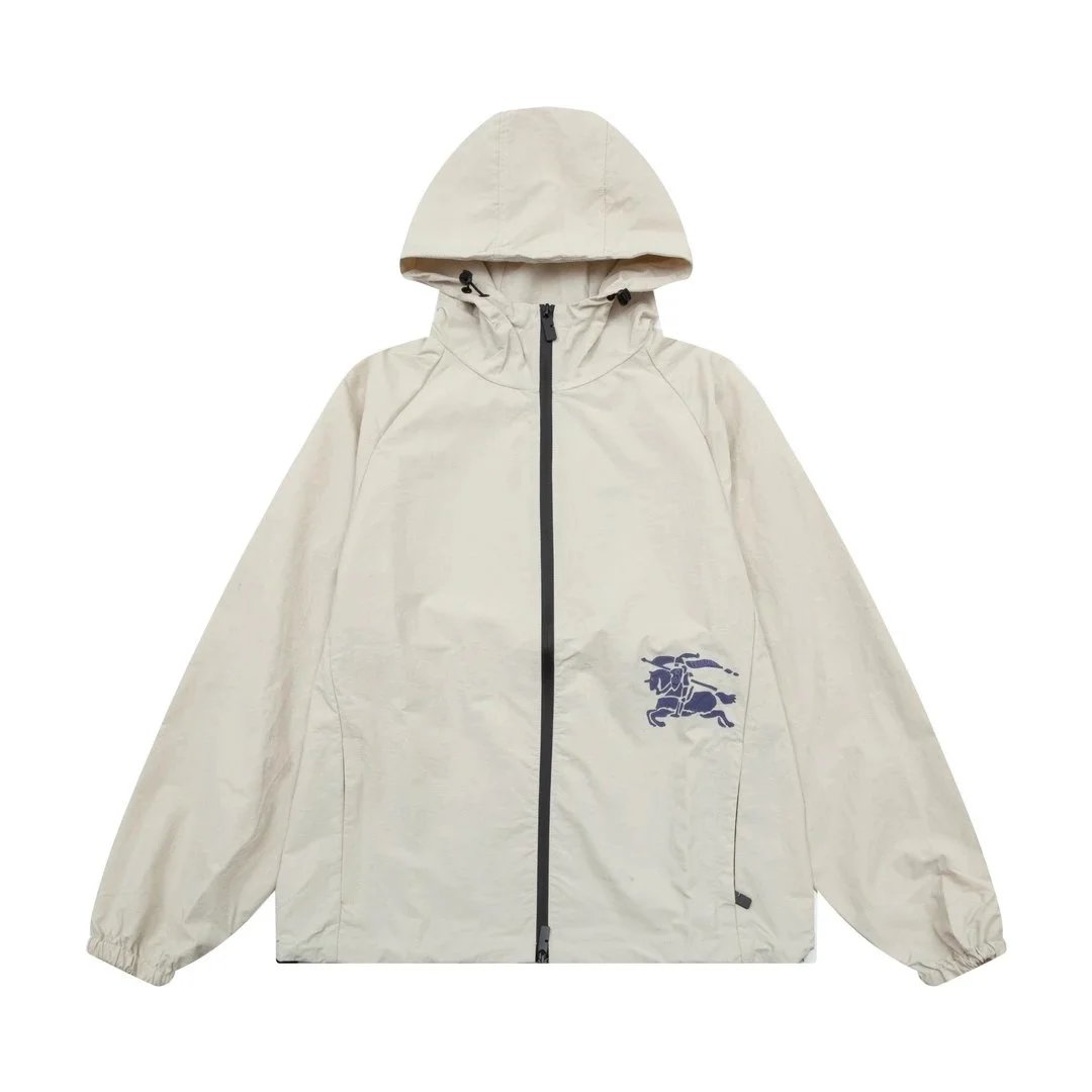Burberry Check-Elbow Hooded Windbreaker Beige Jacket Outerwear - 9