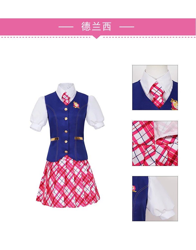 Design Barbie Princess x Delancey Set Navy Blue and Pink Plaid School Uniform Set Sets - 12