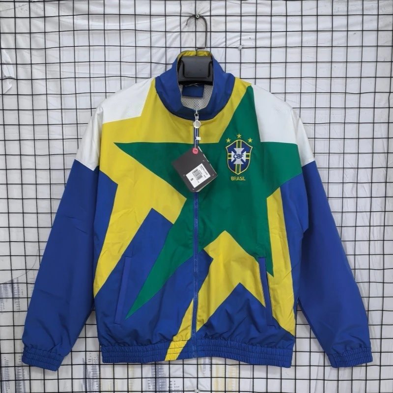 Unbranded Jackets Zip-Front National Football Team Track Jacket — brazilian 9394 blue yellow green