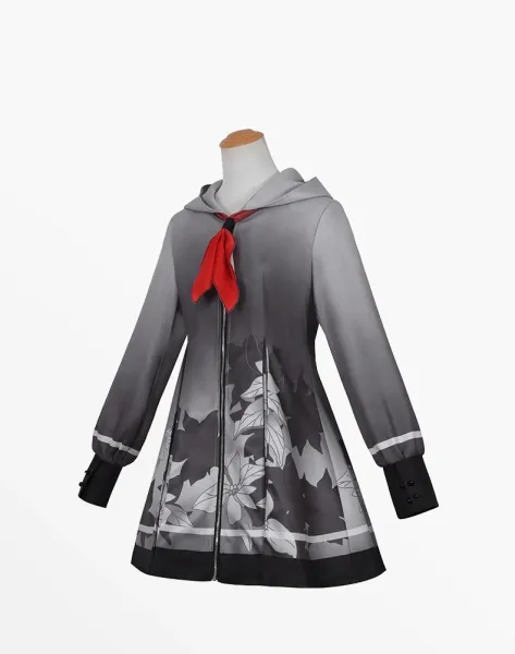 Design Xiaoshan Ruixi Set Gray Dress with Bow and Belt Dress - 6