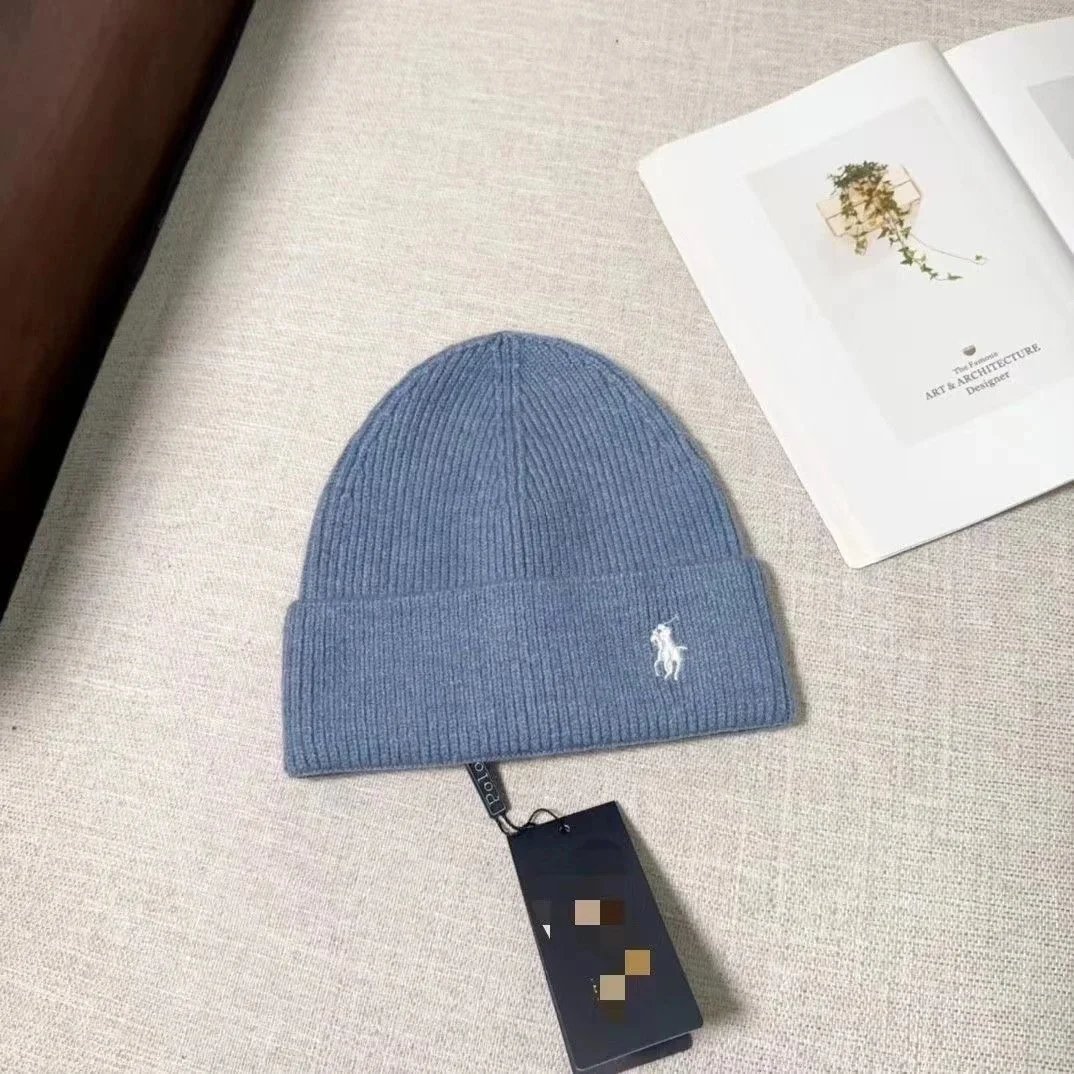 Ralph Lauren Hats Cuffed Knit Beanie with Embroidered Polo Pony — 34