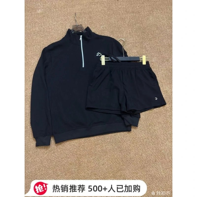 Alo Yoga Hoodies & Sweatshirts Half-Zip Stand-Collar Sweatshirt — Black Half Zip Short