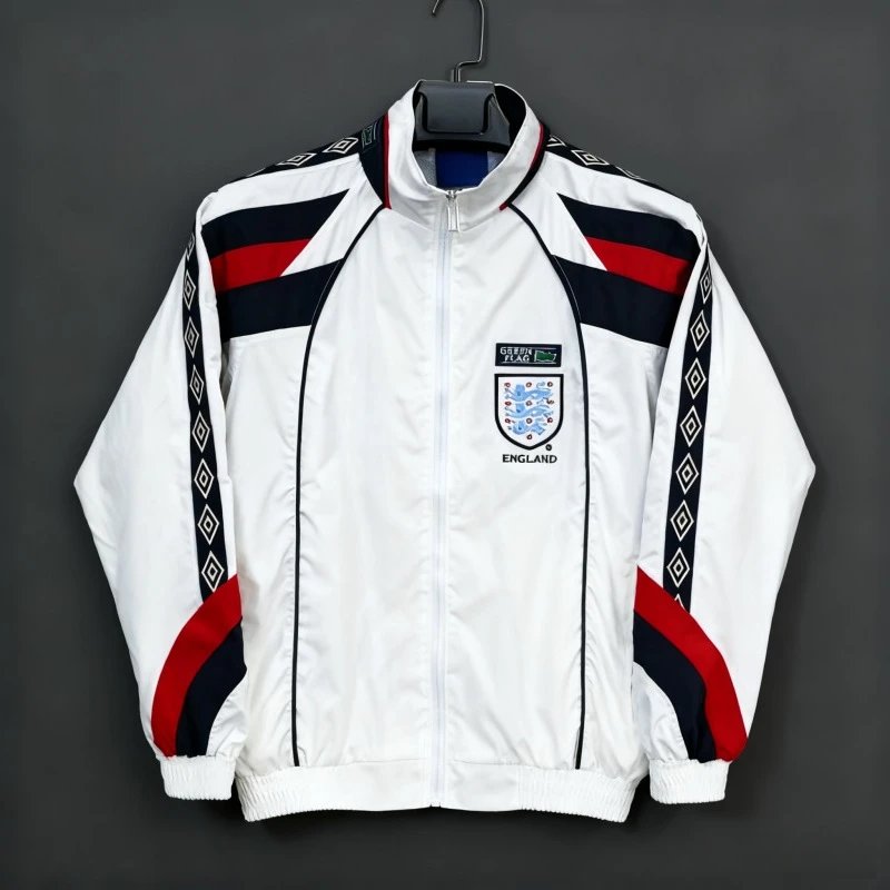Unbranded Jackets Zip-Front National Football Team Track Jacket — England 98 White