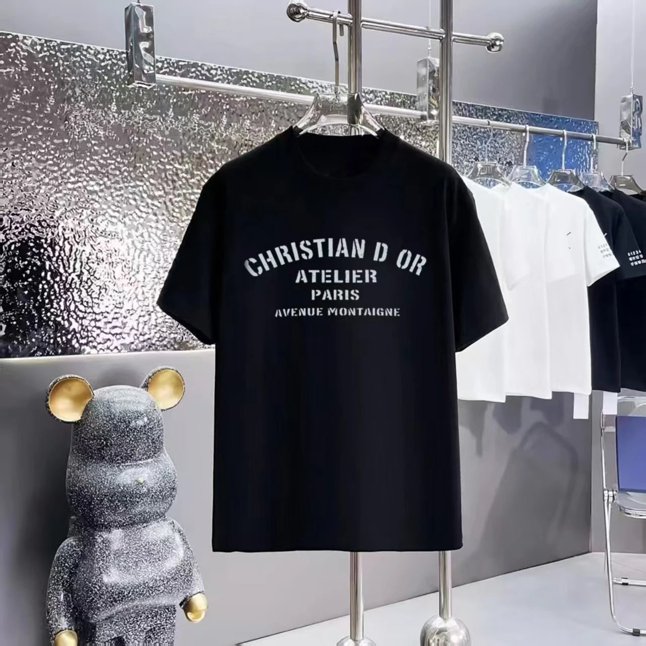 Unbranded T-Shirts Crew Neck Short Sleeve Graphic Print — F045 Black