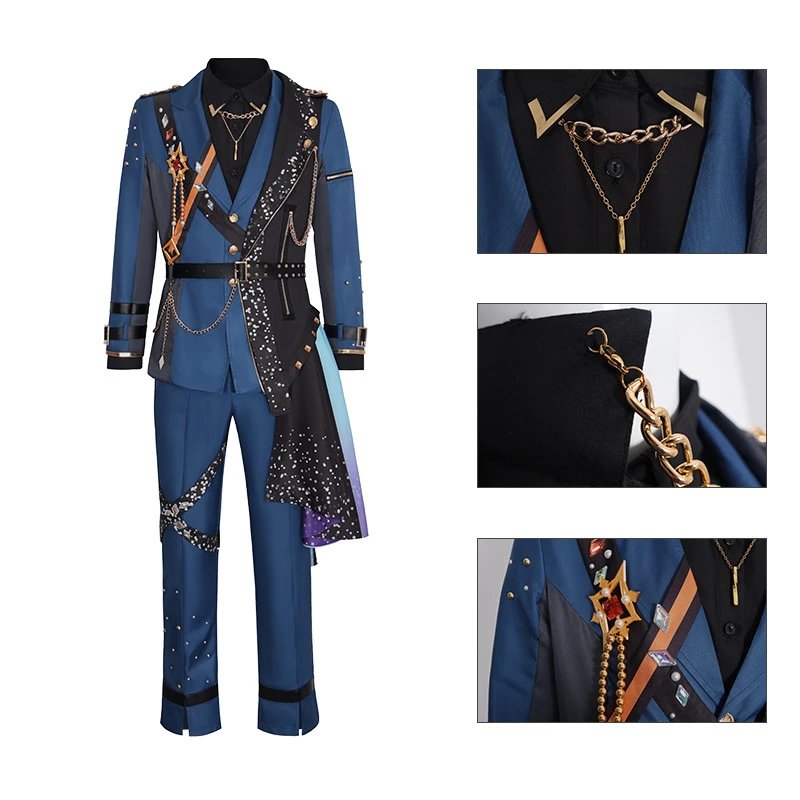 Unbranded Matching Sets Blue embellished performance costume set image 3