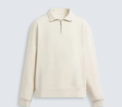 Unbranded Hoodies & Sweatshirts Half-Zip Collared Sweatshirt — Ground white