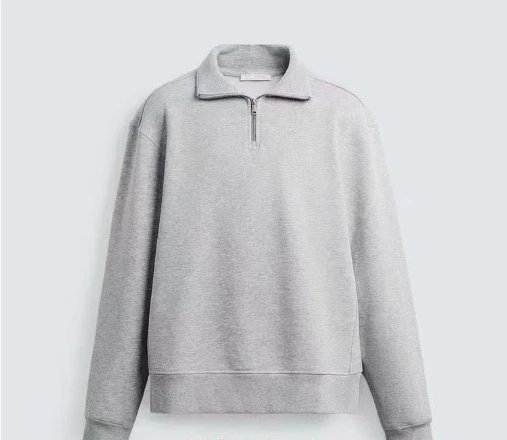 Unbranded Hoodies & Sweatshirts Half-Zip Collared Sweatshirt — striper gray