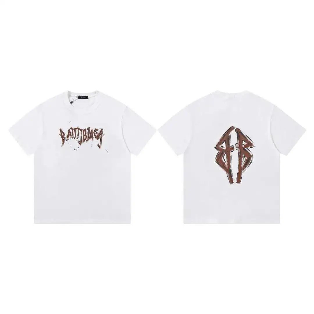 Balenciaga T-Shirts Short-Sleeve Graphic Print — 620 white