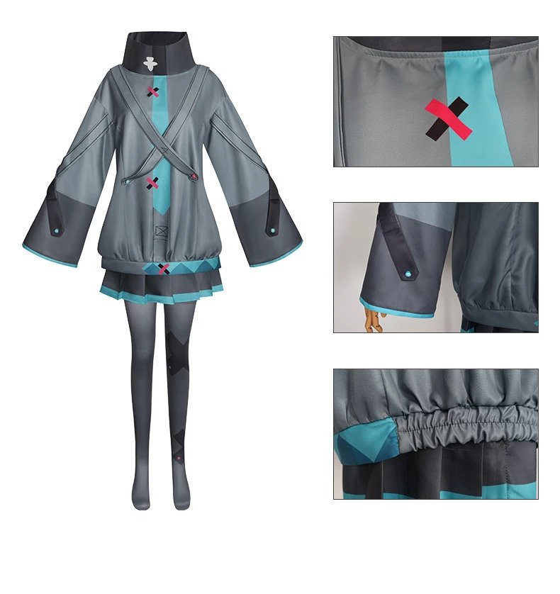 Design Hatsune Miku World Plan Movie Version Cosplay Set Gray Teal - 5