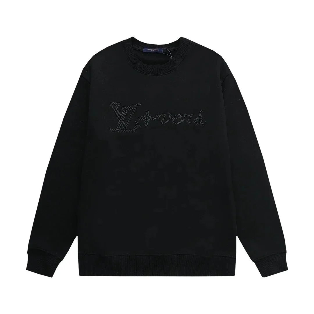 Louis Vuitton Knitwear Crew-Neck Logo Knit Sweater — Embroidery Craft-Black