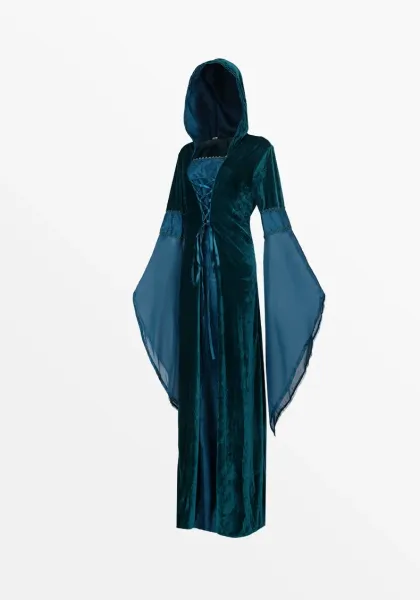 Design Medieval Hooded Long Dress White Costume Dress - 14