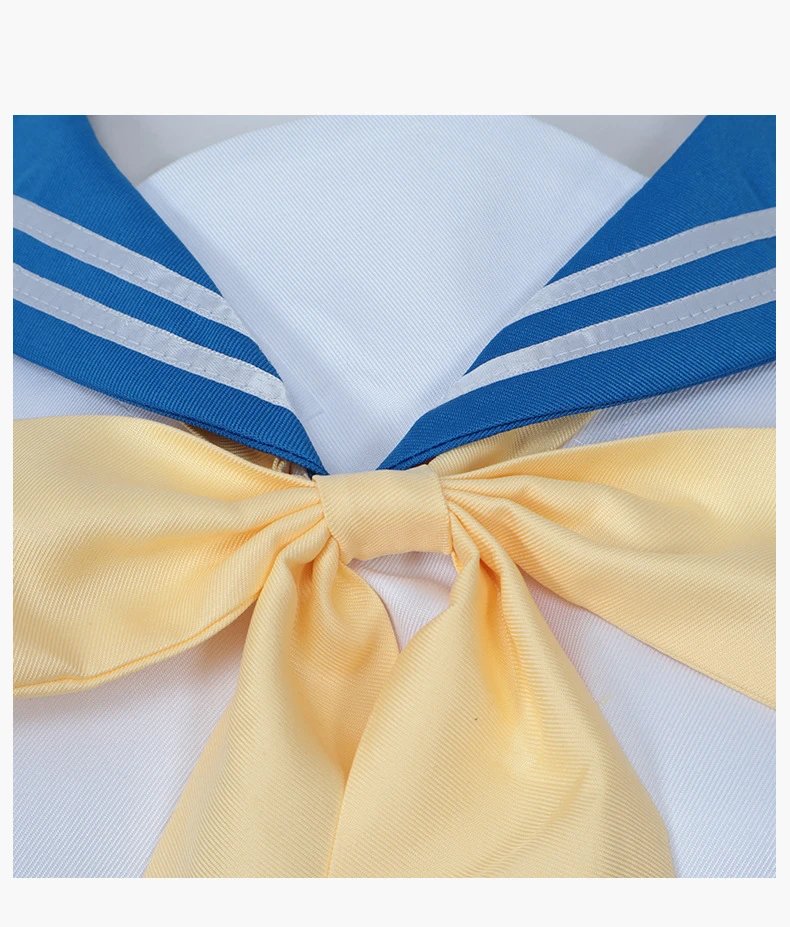 Design Sailor Uniform Style Schoolgirl Costume Set Navy Blue and Yellow Sets - 8