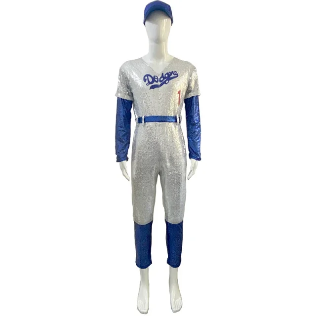 Los Angeles Dodgers Jumpsuits Sequined baseball-uniform costume with cap and belt product detail image 4