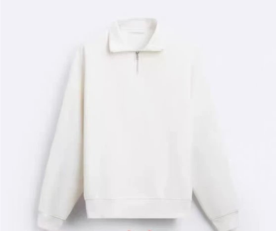 Unbranded Hoodies & Sweatshirts Half-Zip Collared Sweatshirt — white