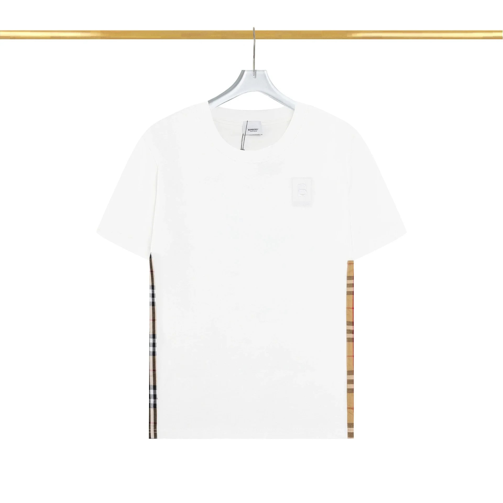 Burberry T-Shirts Side check panel T-shirt with B chest patch — white