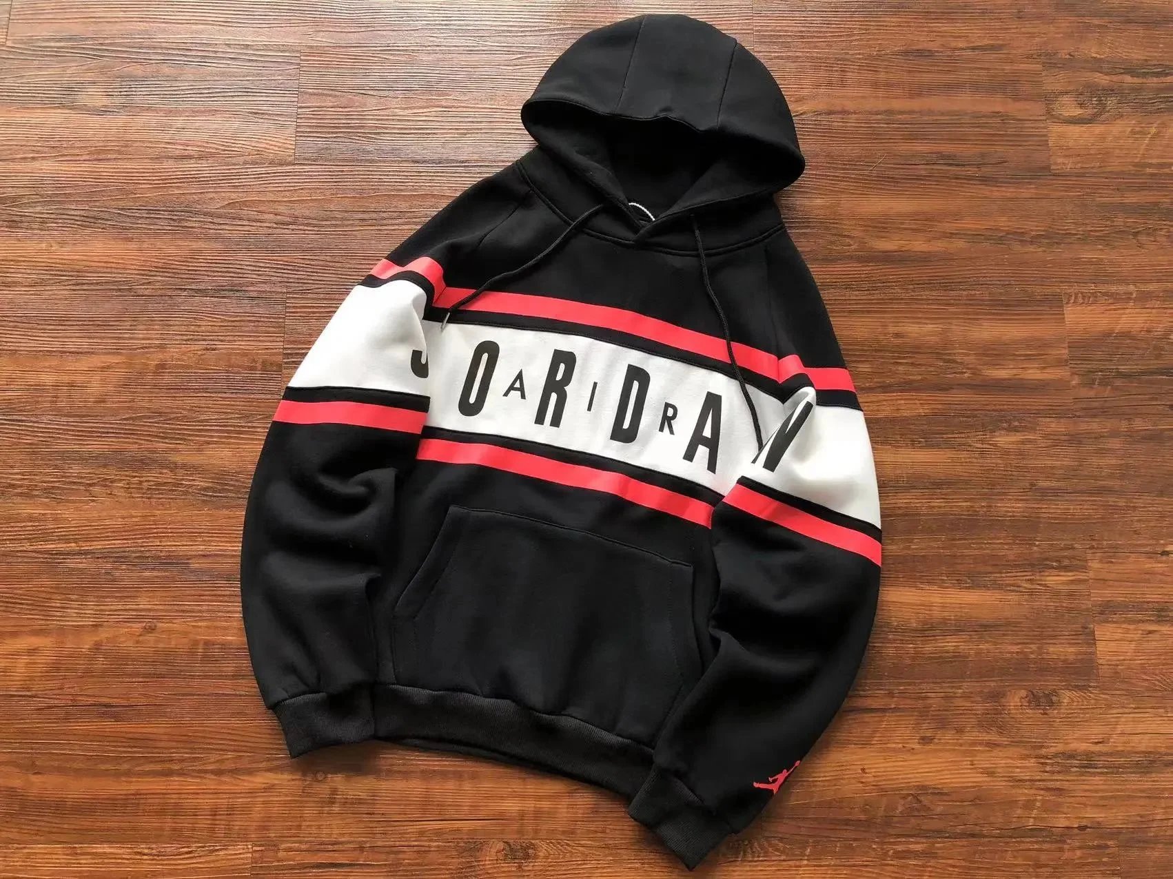 Air Jordan Bold Stripe Black / White / Red Hoodie