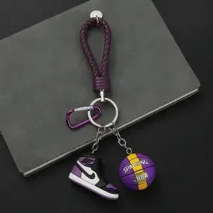 Air Jordan 1 Mini Shoe Keychain Purple and White Accessories Jewelry - 1