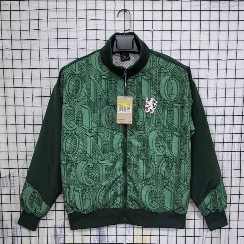 Unbranded Jackets Zip-Front National Football Team Track Jacket — Chelsea 2526 Green