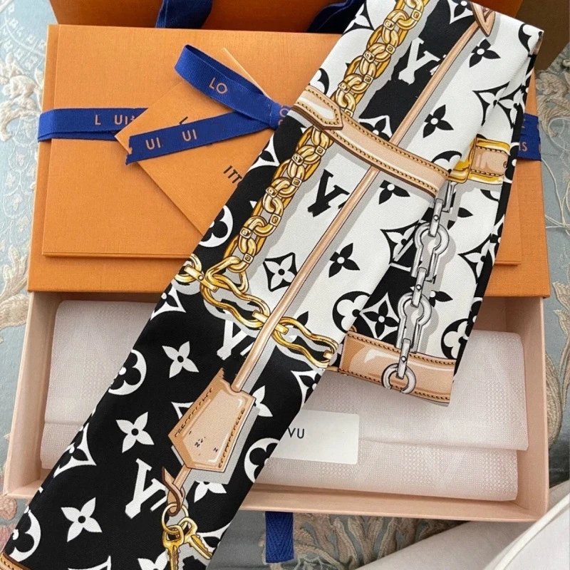 Louis Vuitton Scarves Monogram and chain-print narrow scarf image 3