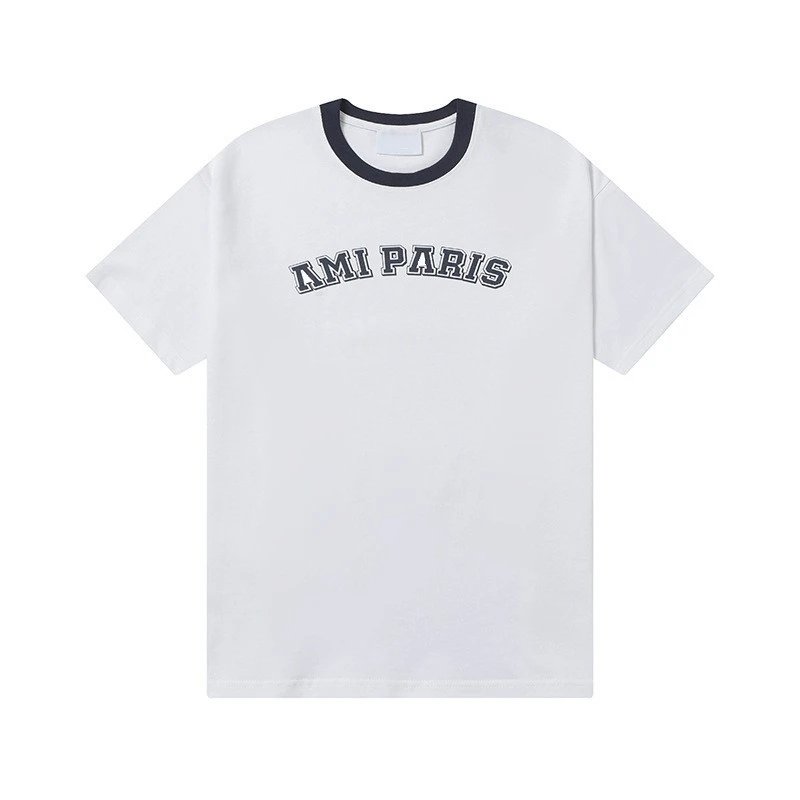AMI Paris T-Shirts MQ605 Embroidered de Cœur Logo Crewneck T-Shirt image 6