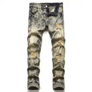 Unbranded Jeans Graphic Print Straight-Leg — 40