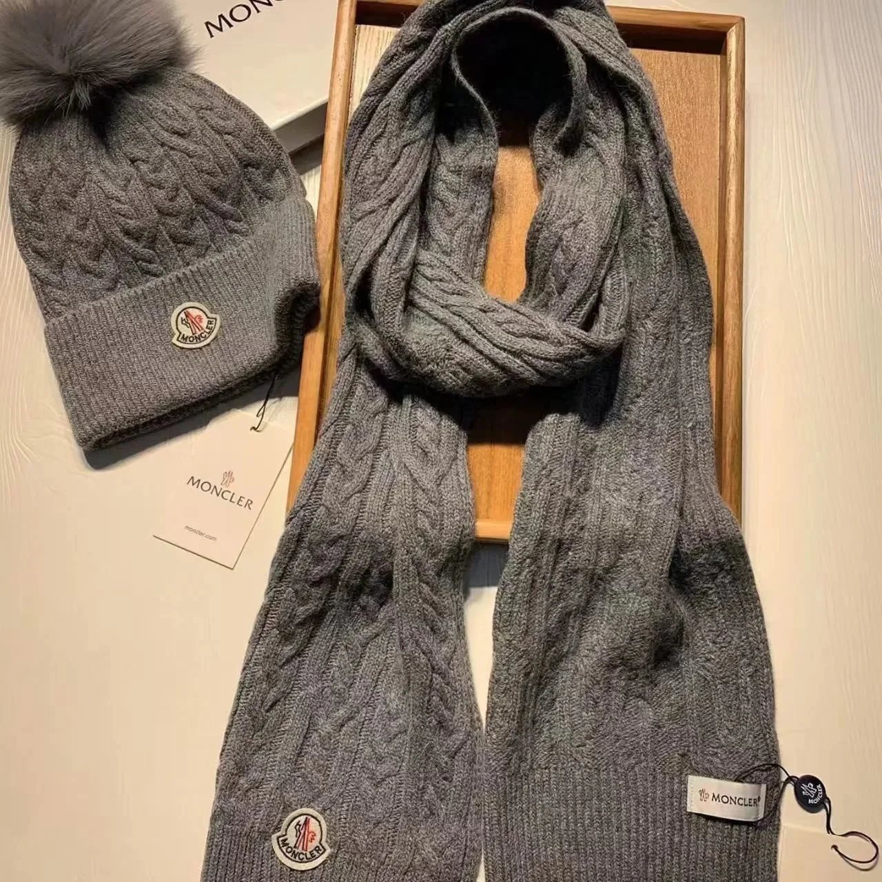 Moncler Knitted beanie, scarf and gloves set image 7