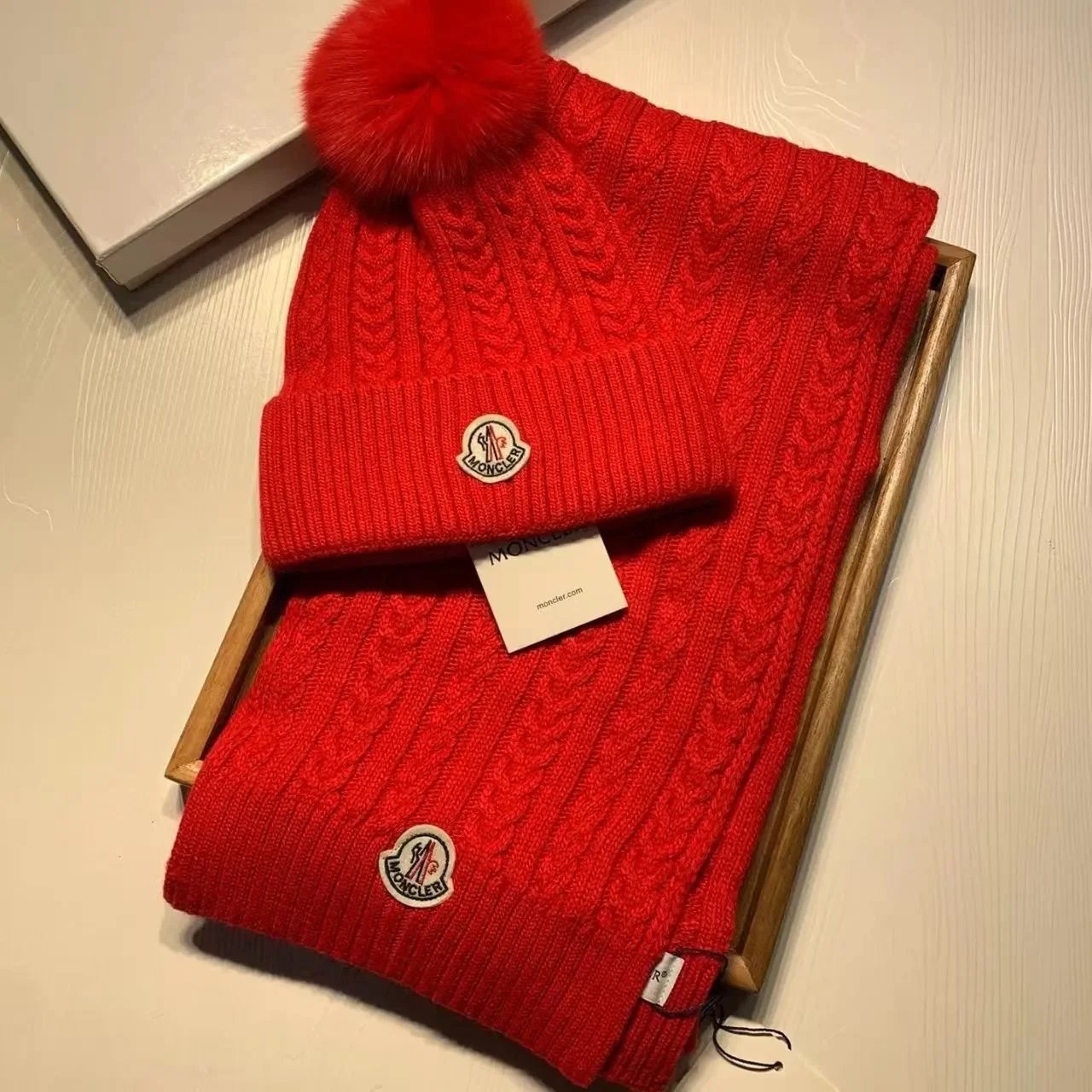 Moncler Knitted beanie, scarf and gloves set — 19