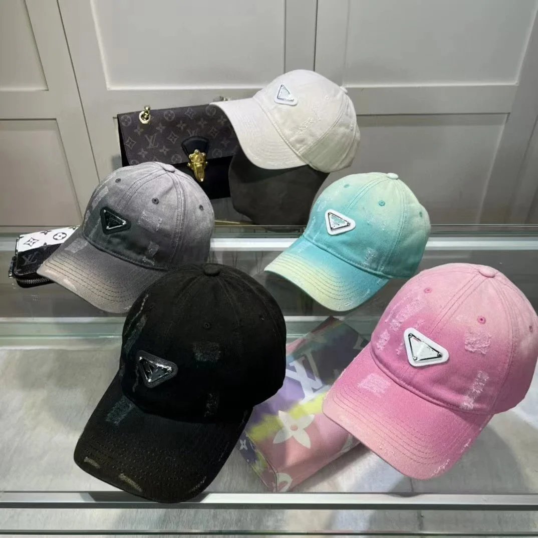 Prada Triangle Logo Distressed Gradient Baseball Cap - 2