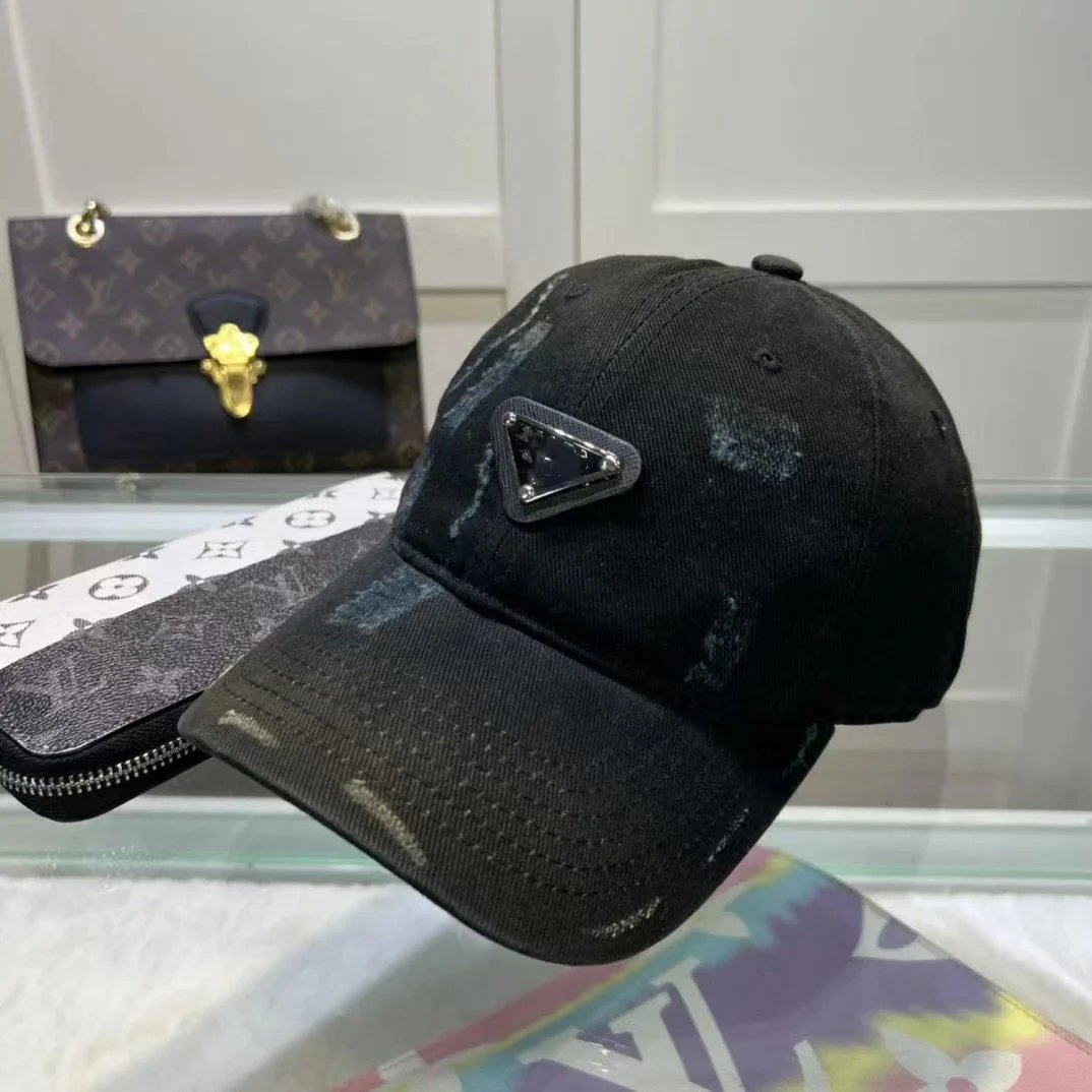 Prada Triangle Logo Distressed Gradient Baseball Cap - 5