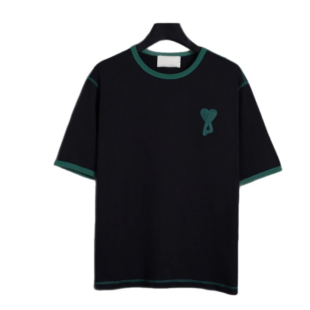 AMI Paris T-Shirts MQ605 Embroidered de Cœur Logo Crewneck T-Shirt image 2